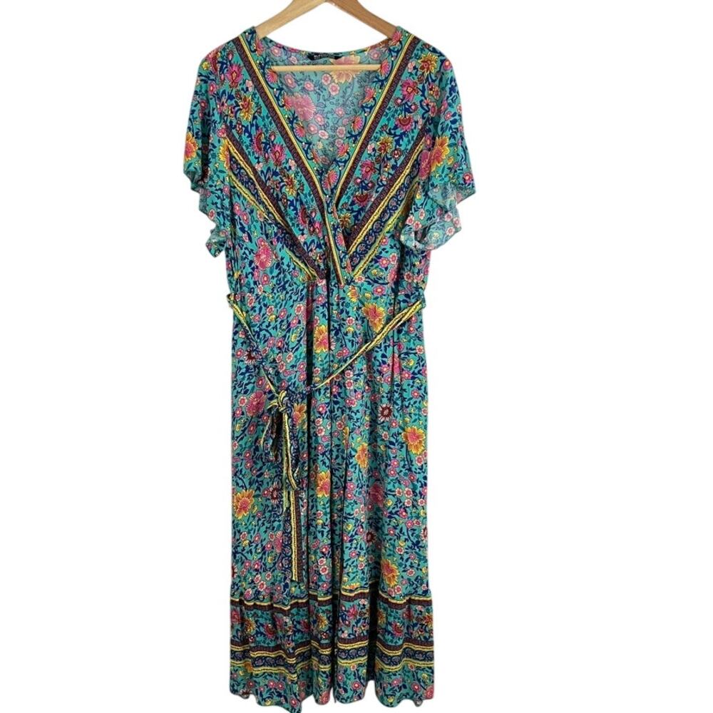 Bloomchic Floral Faux Wrap Dress Size 18-20